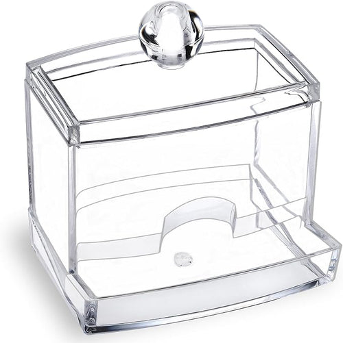 10oz Clear Acrylic Small Qtip Holder, Swab Dispenser Cotton Ball Jars Bathroom by MOSIKER