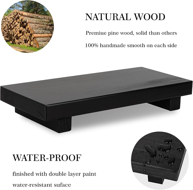 Bathroom Counter Organizer Wood Pedestal Stand Farmhouse Decorative Tray Soap - Image 3