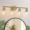 4-Light Bathroom Light Fixtures, Brushed Brass Bathroom Lights Over Mirror by Indoibrightenyourbathroom