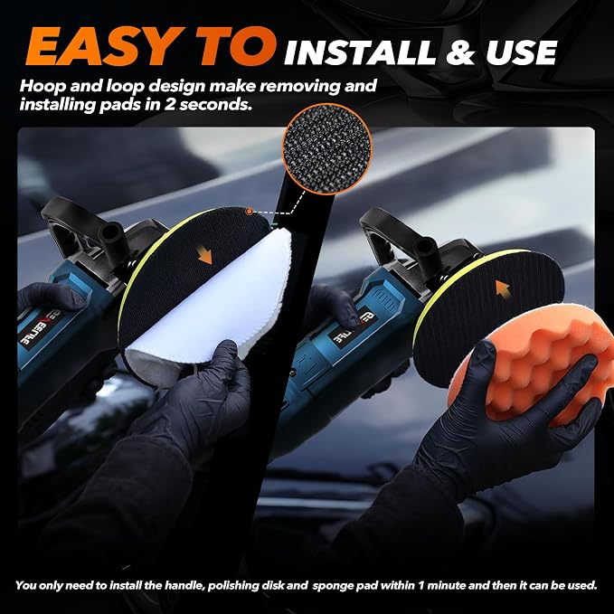 GEVEELIFE Buffer Polisher, 6 Inch/7 Inch 1600W Rotary Car Buffer Polisher Waxer - Image 7