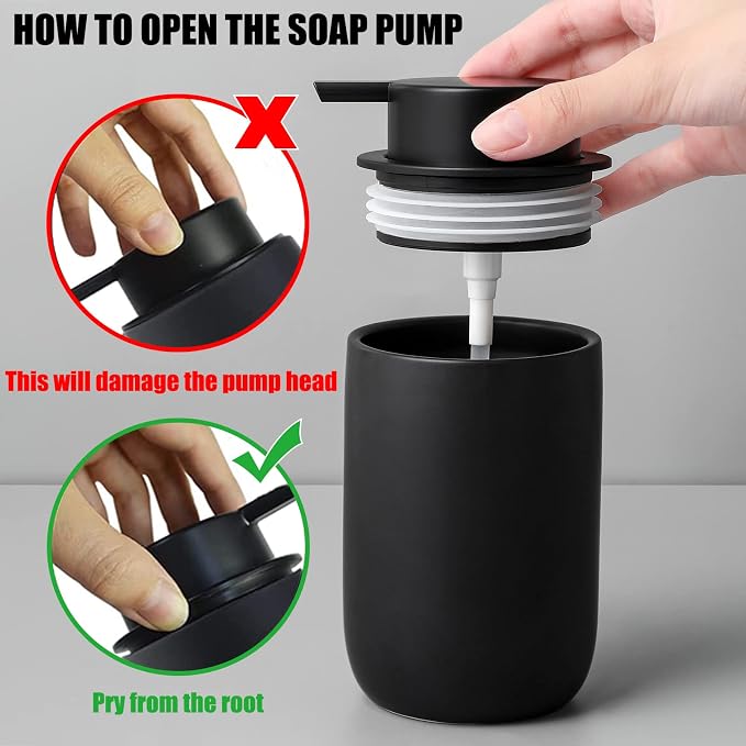 Hand Soap Dispenser for Bathroom Decro, Ceramic Liquid Pump Bottles Refillable - Image 3