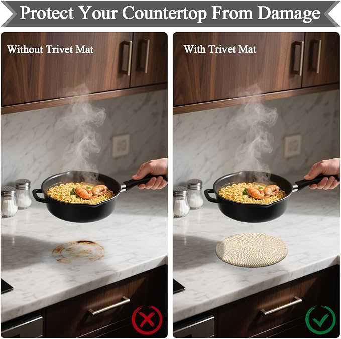 Trivets for Hot Dishes, 4 Pot Holders for Kitchen, Heat Resistant Mats for - Image 4