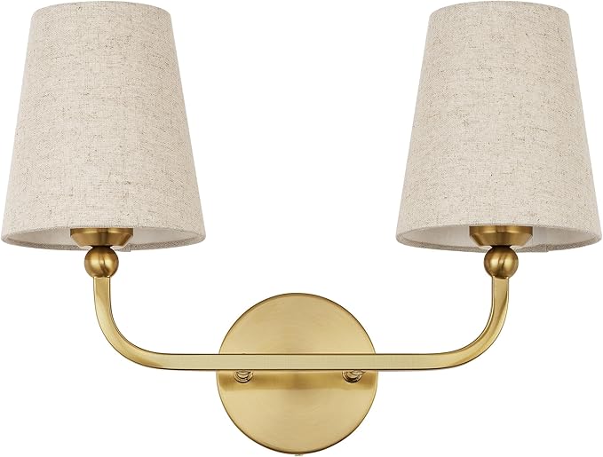 2-Light Bathroom Light Fixtures, Brushed Gold Vanity Lights, Double Wall Sconce by Metwet