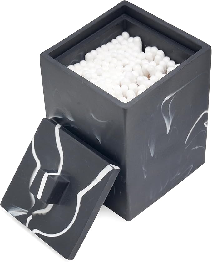 Cotton Swab Canister with Lid, Resin Bathroom Containers Canister Cotton Ball by HOME