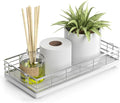 Toilet Paper Basket, 13 Inch Oak and Iron Bathroom Tank Tray Top of Toilet by JNFUZ