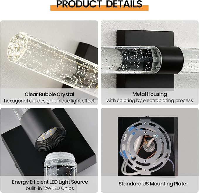 Black Modern LED Wall Sconce - Image 6