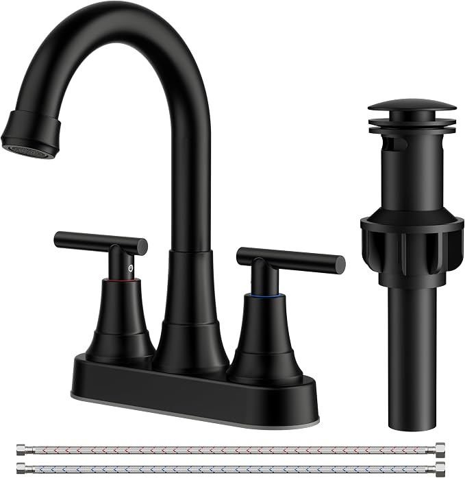 FORIOUS Matte Black Bathroom Faucets, 4 Inch Centerset Bathroom Sink Faucet 2 by FORIOUS