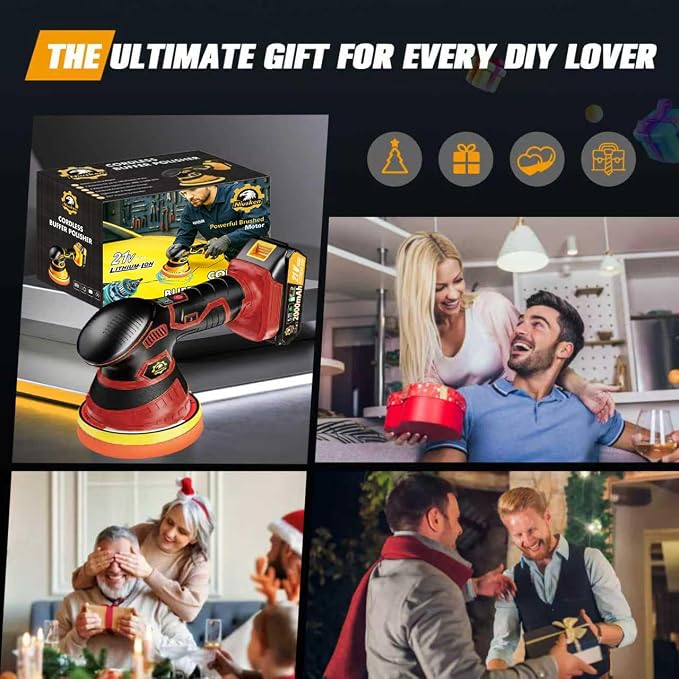 Cordless Car Buffer Polisher kit 6-Speed Orbital Design, LED Display, - Image 9