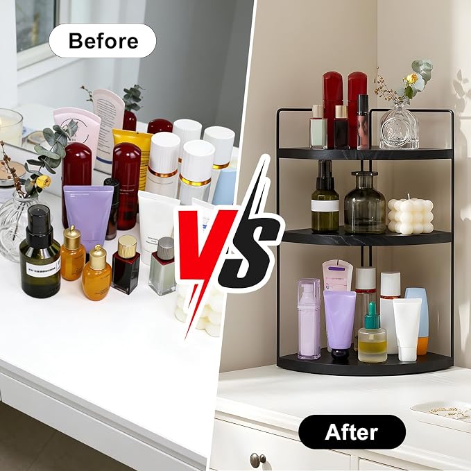 Corner Bathroom Counter Organizer Countertop Black, 2 Pack 3 Tier Corner Shelf - Image 6