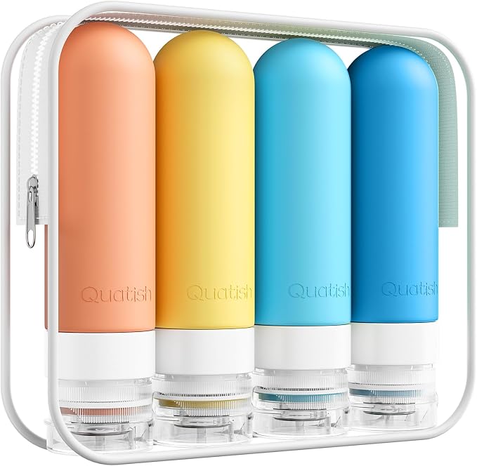 Quatish Travel Bottles for Toiletries, Original Patented Leak Proof Travel Size by Quatish