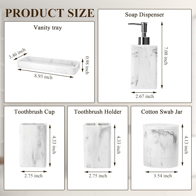 Bathroom Accessories Set, 6 Piece Bathroom Set - Image 7