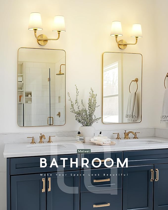 2-Light Bathroom Light Fixtures, Brushed Gold Vanity Lights, Double Wall Sconce - Image 6