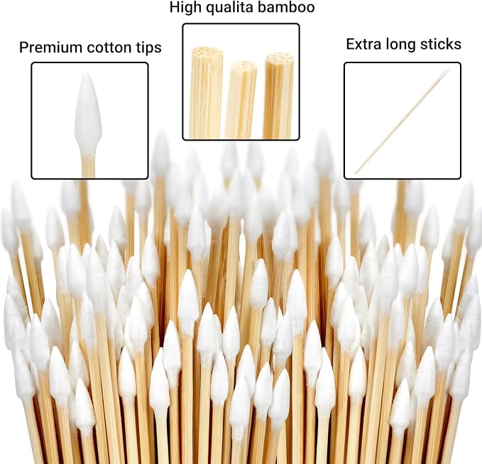 500/1000 Count 6'' Long Round/Pointed Cotton Swabs Durable Stem, Lint- Free Gun - Image 4