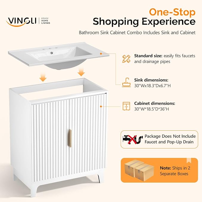VINGLI 30 Inch Bathroom Vanity - Image 8