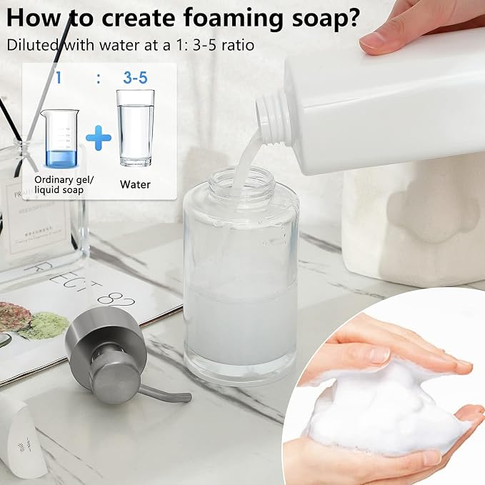 Foaming Soap Dispenser Set, 12 Oz Glass Hand Soap Dispenser - Image 3
