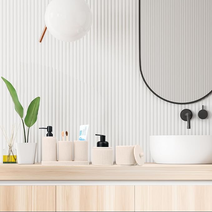 Beige Bathroom Accessory Set - Image 6