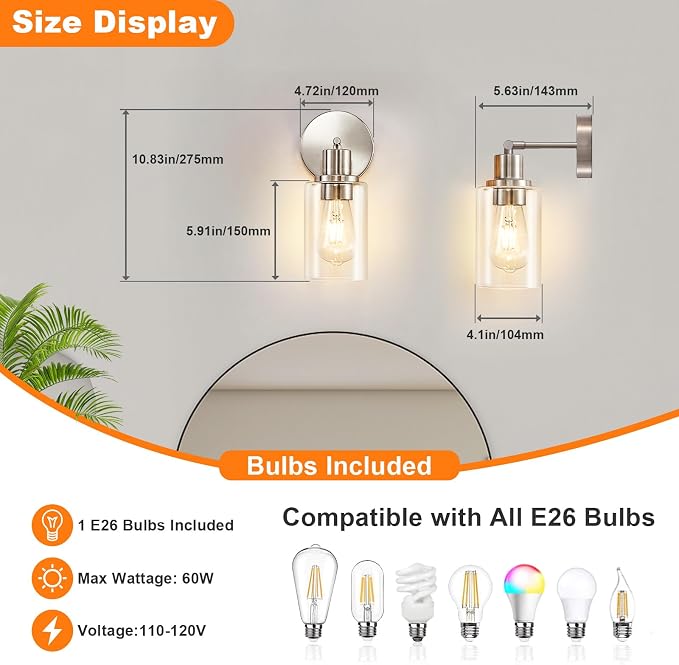 DLLT Wall Sconces Set of Two: Modern Bathroom Vanity Light Fixtures - Image 7