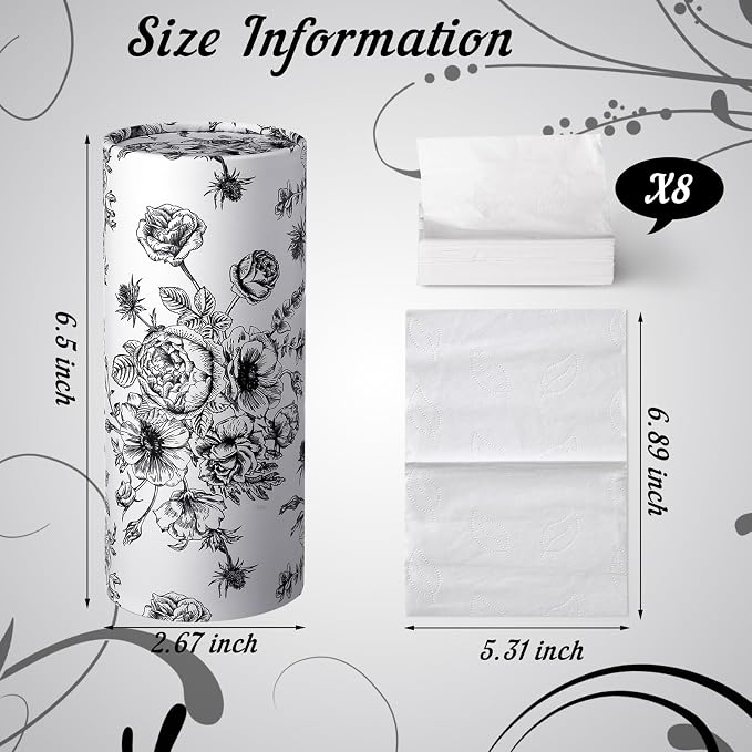 Zonon 4 Pcs Vintage Floral Car Tissue Cylinder - Image 4