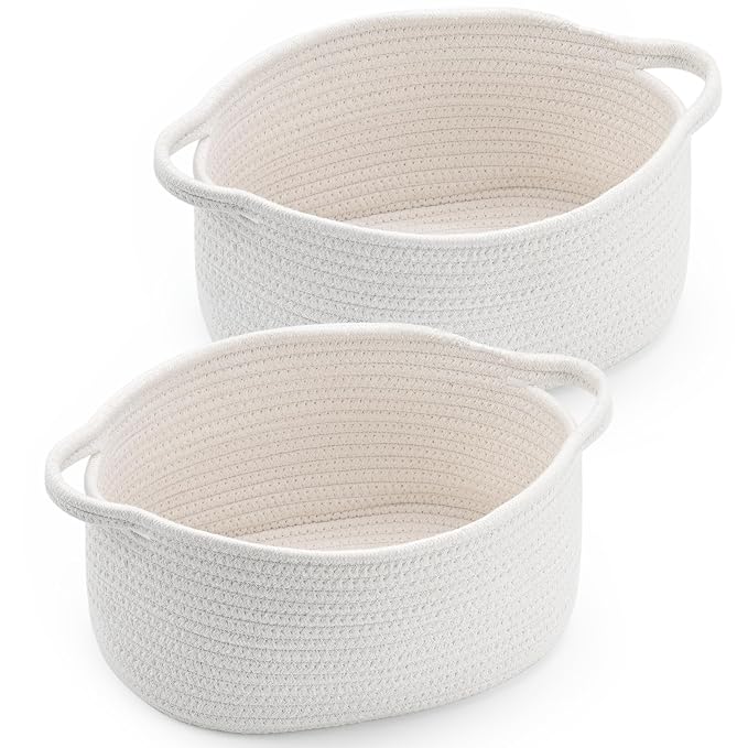 Cute Woven Storage Basket with Handle, Baskets by Unknown