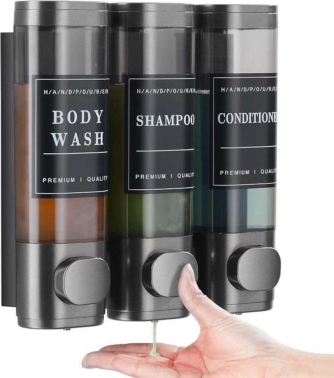 Shampoo and Conditioner Dispenser, Unisence Shower Dispenser 2 Chamber No Drill by CaboDeseado