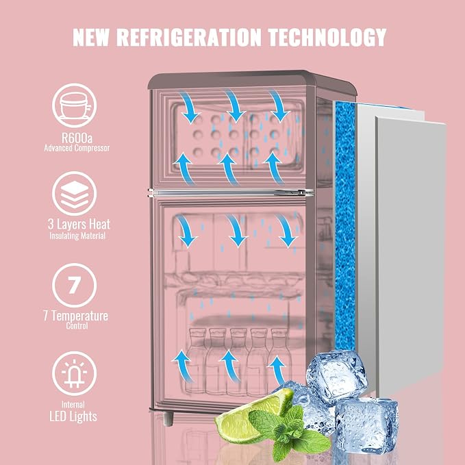 WANAI 3.5 Cu.ft Retro Mini Fridge - Image 6