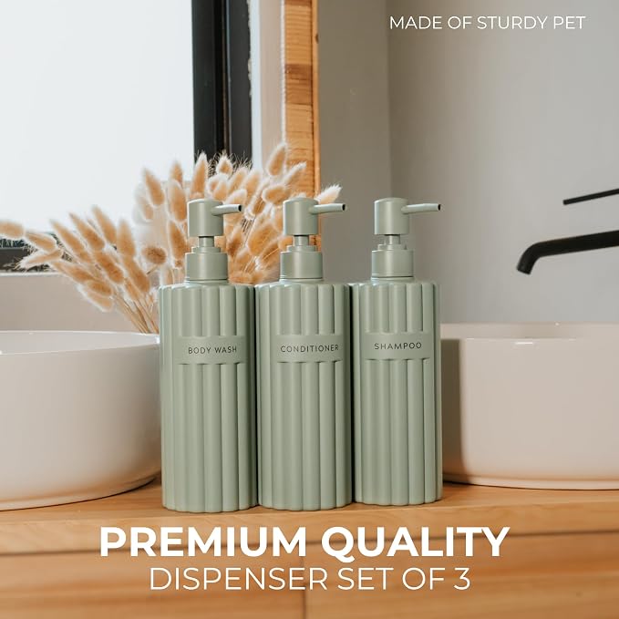 Stylish Shampoo and Conditioner Dispenser Set of 3 - Image 4