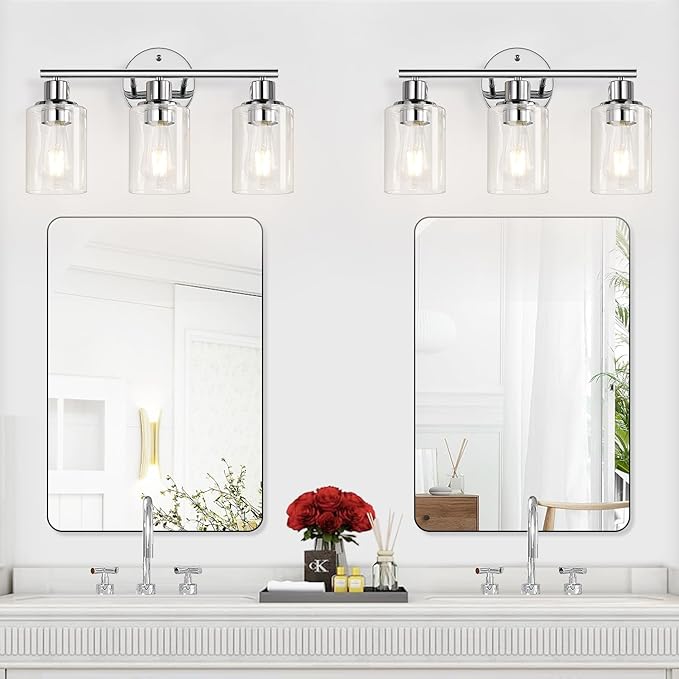 3-Light Bathroom Light Fixtures, Chrome Bathroom Wall Light - Image 5