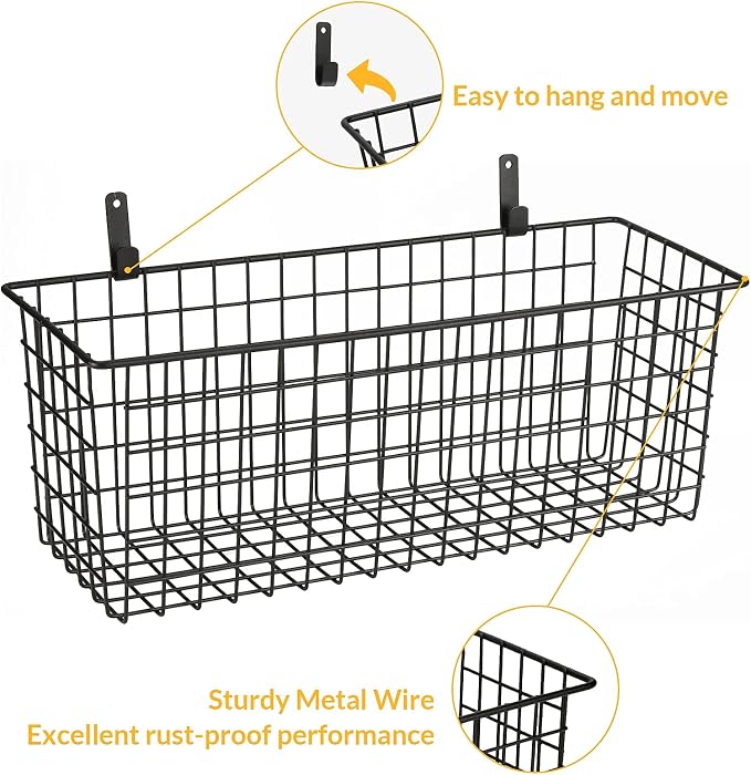 2 Sets Extra Large Hanging Wall Basket, WallmountedFruit Vegetable Toy Snack - Image 3