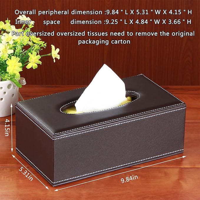 High-end Fashion Pu Leather Tissue Box Holder Business Black, Rectangular - Image 3