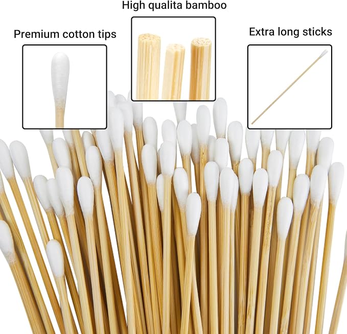 500/1000 Count 6'' Long Round/Pointed Cotton Swabs Durable Stem, Lint- Free Gun - Image 2