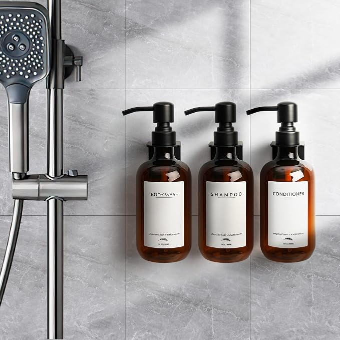 Shampoo and Conditioner Dispenser, 16.9oz Refillable Shampoo and Conditioner - Image 4