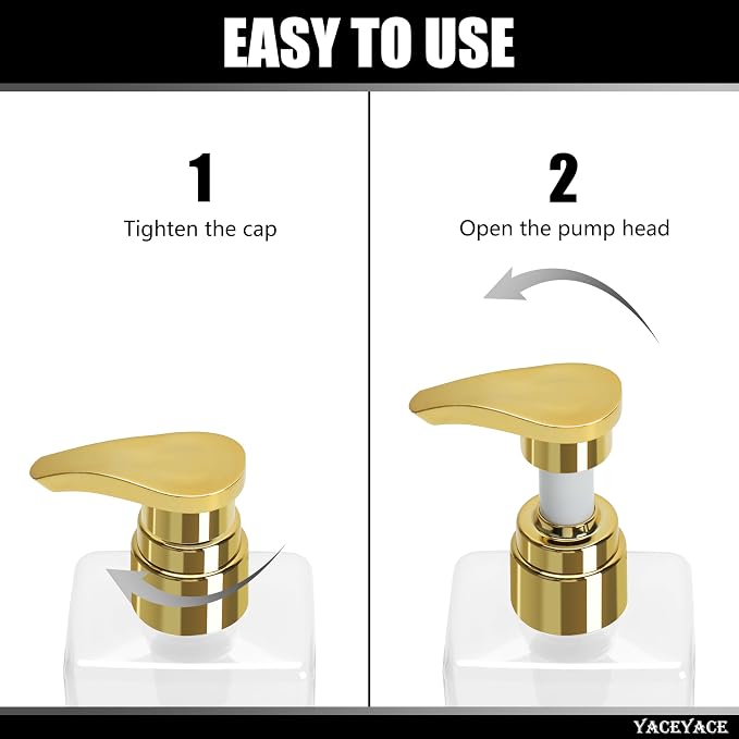 Shampoo Dispenser Bottles with Gold Pump, YACEYACE 16.9oz Set of 3 Clear - Image 5