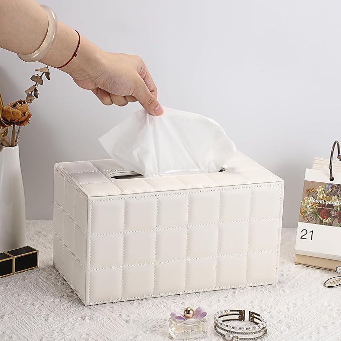 Sumnacon Tissue Box Cover Rectangle Leather Tissue Box - Image 2