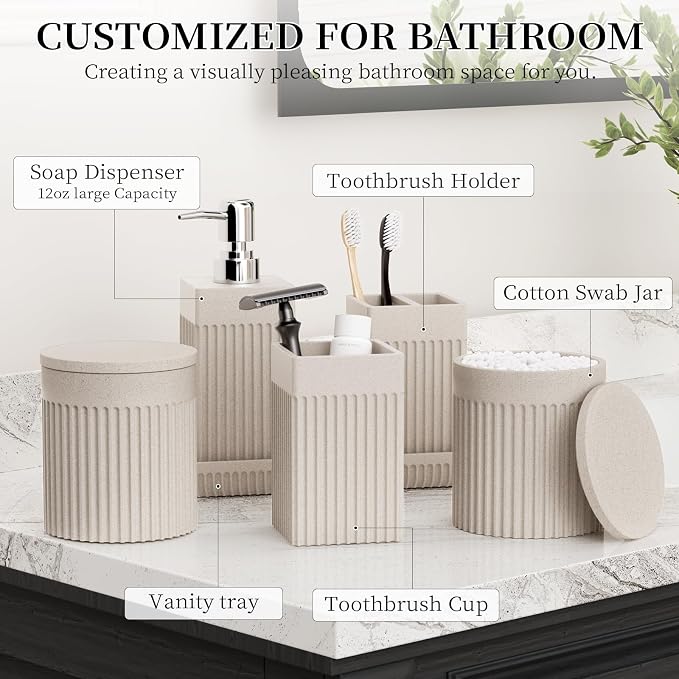 6-Piece Beige Bathroom Set - Image 2