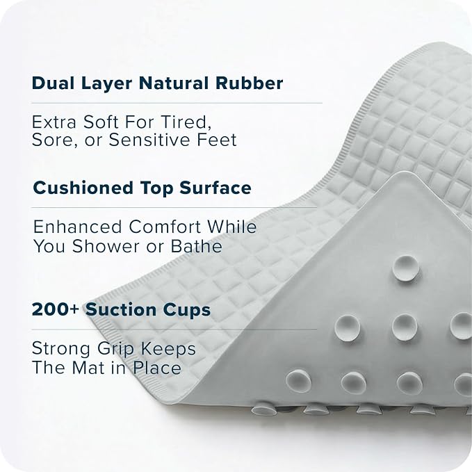 SlipX Solutions Pillow Top Cushioned Bath Mat, Non Slip Comfort Underfoot - Image 6