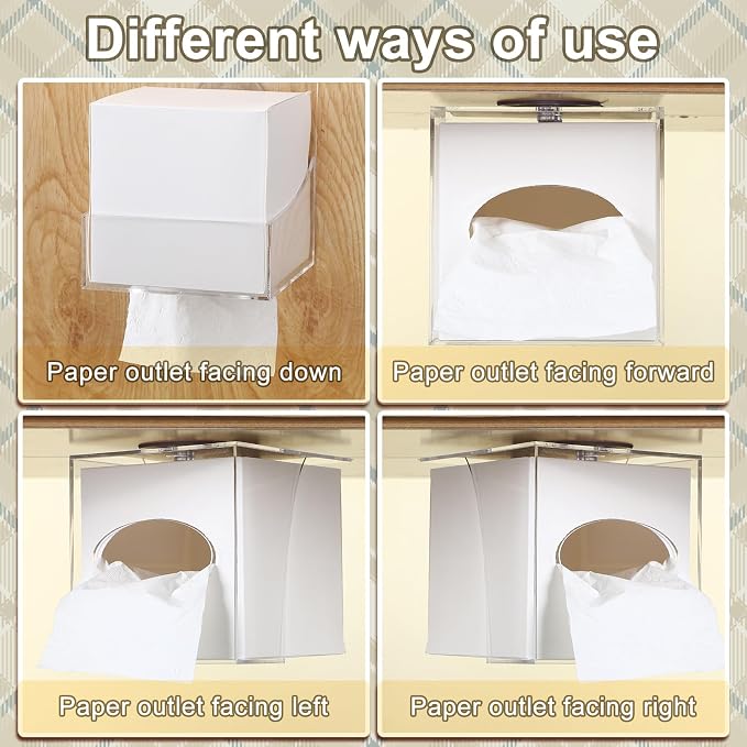 Geelin 2 Pcs Tissue Box Holder Wall Mount Acrylic Dispenses Tissue Box Shelf - Image 4