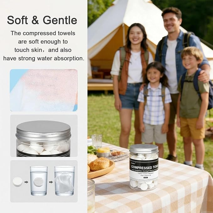 Canned 100 PCS Compressed Towels Portable Mini Compressed Coin Tissue - Image 2