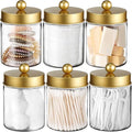 Amolliar Qtip Holder Dispenser - 8 oz Plastic Apothecary Jar Containers by Amolliar
