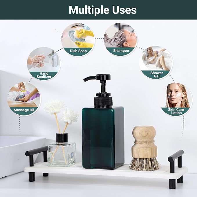 Suream 3Packs Empty Pump Shampoo Bottles, 15oz/450ml Refillable Conditioner - Image 5