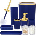 Bathroom Accessory Set, 9 Pieces Navy Blue Bathroom Accessories Set by Viowil