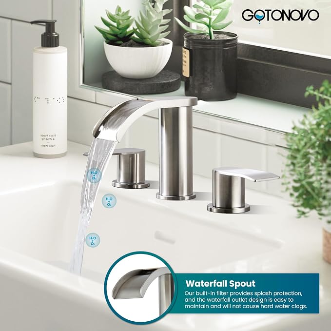 gotonovo Waterfall 8 inch Widespread Bathroom Faucet Set Bathroom Sink Faucet 3 - Image 8