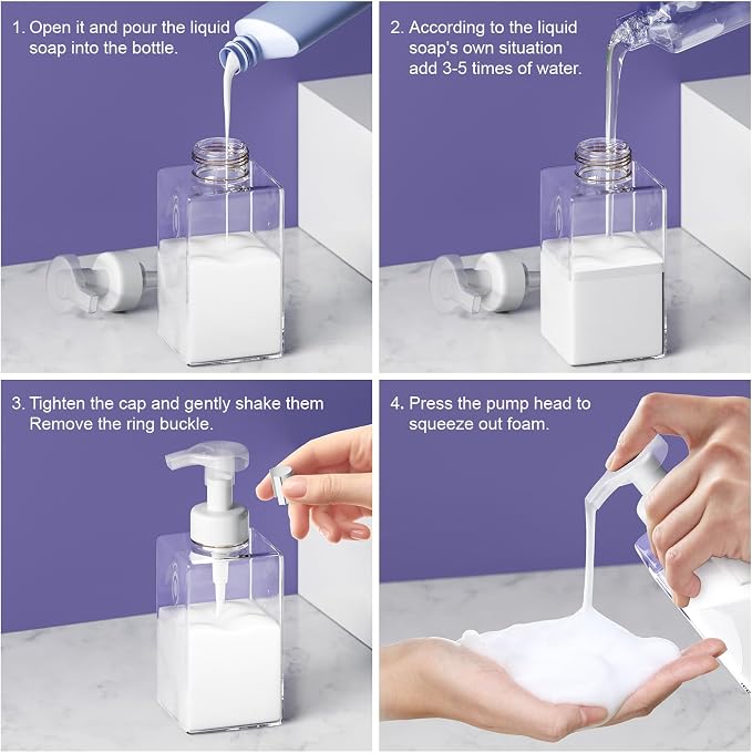 Foaming Soap Dispenser for Bathroom & Kitchen 15 Oz, Refillable Foam Hand Soap - Image 4