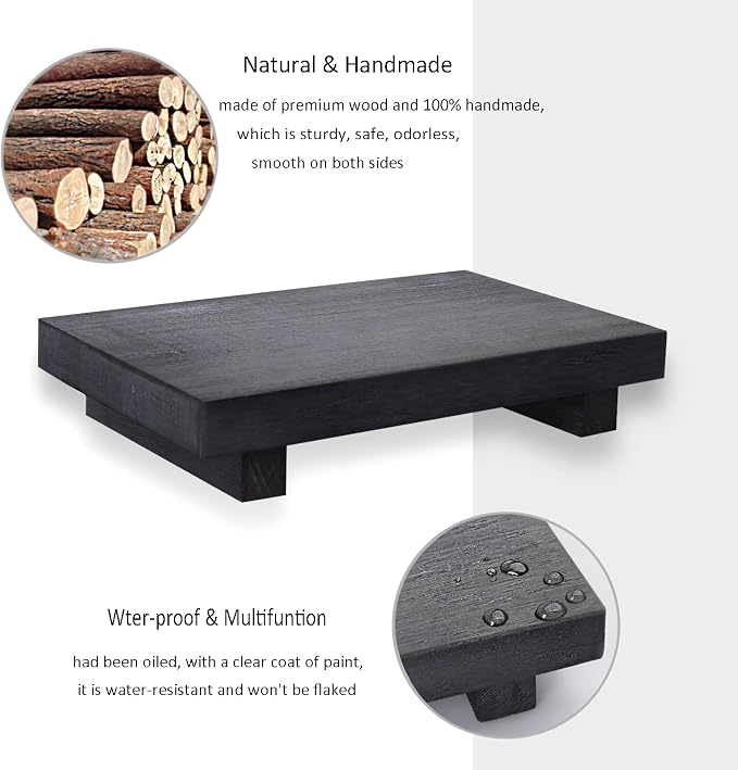 zoocatia Small Wood Tray Pedestal Stand Farmhouse Bathroom Decor Decorative - Image 5