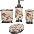 Zahari Home 4pc Larrisa Floral Bathroom Accessories Sets Modern Classic Flower by ZahariHome