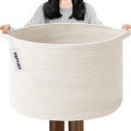 65L Large Blanket Basket, 19.7" L x 19.7" W x 13" H Rope Woven Baskets by HZFTJOY