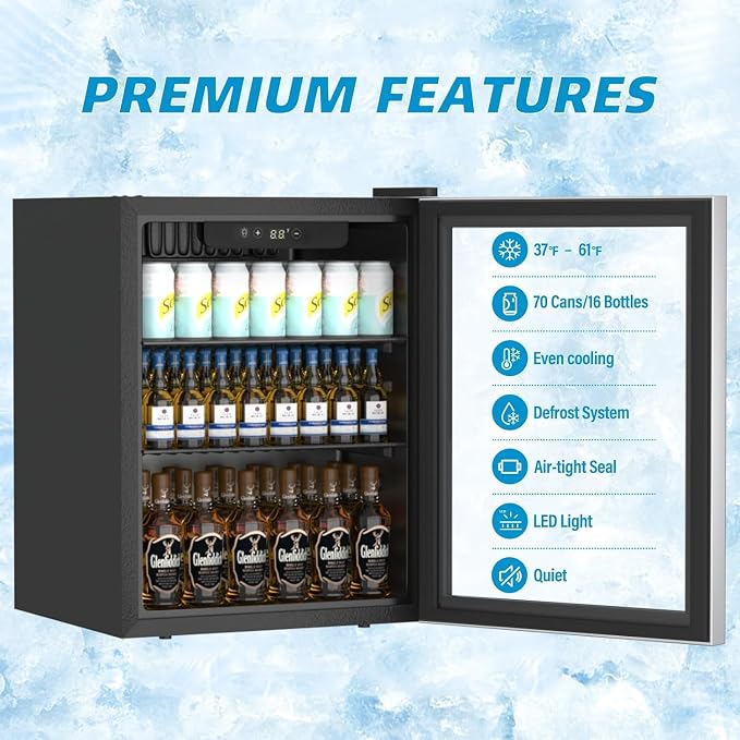 Beverage Refrigerator, 1.6 Cubic Feet/70 Can Fridge - Image 3