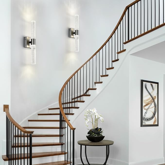 Wireless Wall Sconces Set of Two Battery Operated, 4000K Dimmable Crystal LED - Image 8