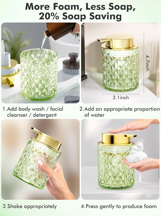 Bathroom Accessory Set, Foaming Soap Dispenser, Glass Hand Foaming Soap - Image 5