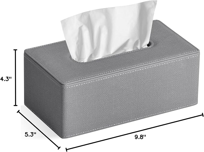 Tissue Box Cover Rectangular 9.8" x 5.3" x 4.3" Refined Modern PU Leather - Image 7