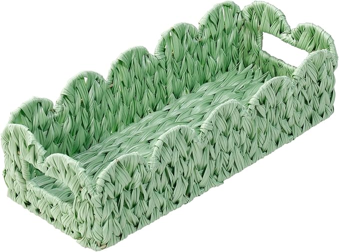 Green Toilet Tank Basket, Toilet Paper Storage Basket Bathroom Counter by WEAVECOMFORTINTOEVERYCORNER